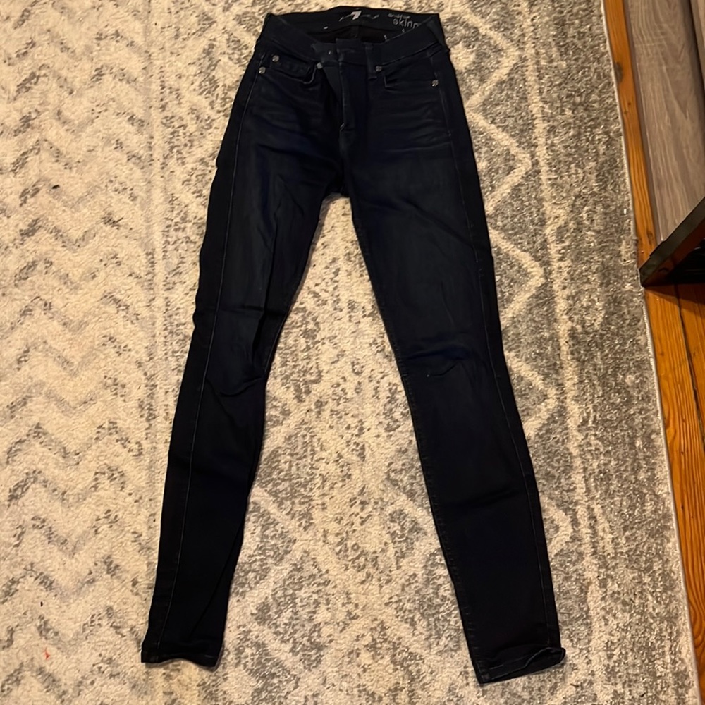 7 for all mankind - dark blue mid rise jeans - size 24